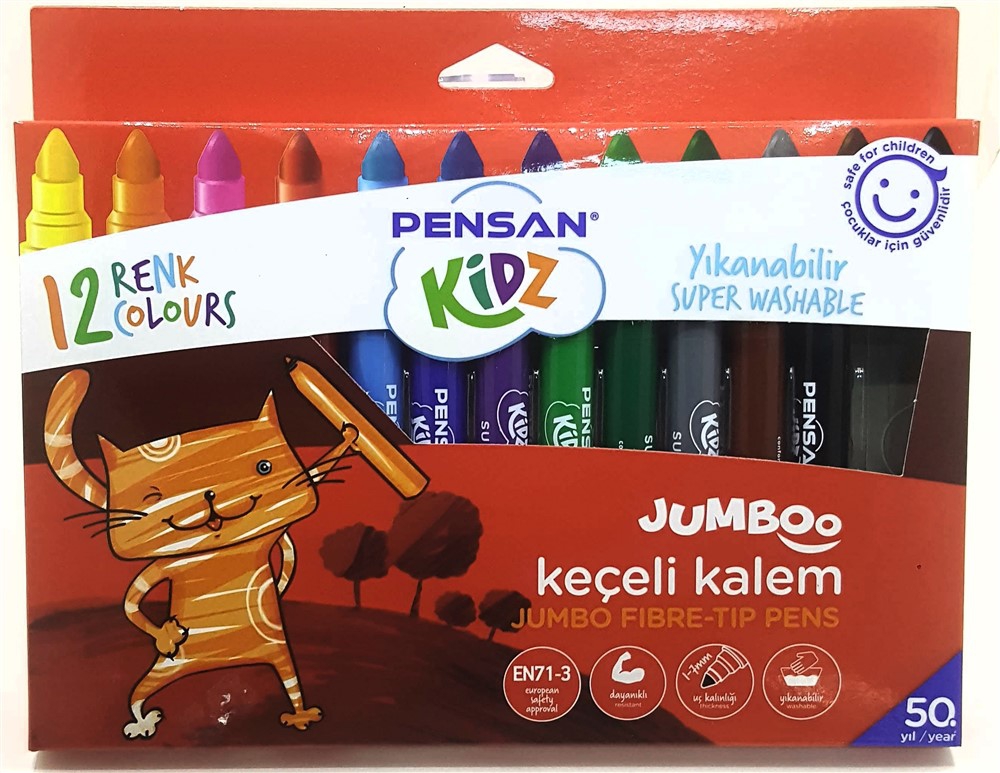 Fatih 12 Renk Jumbo Yıkanabilir Keçeli Kalem
