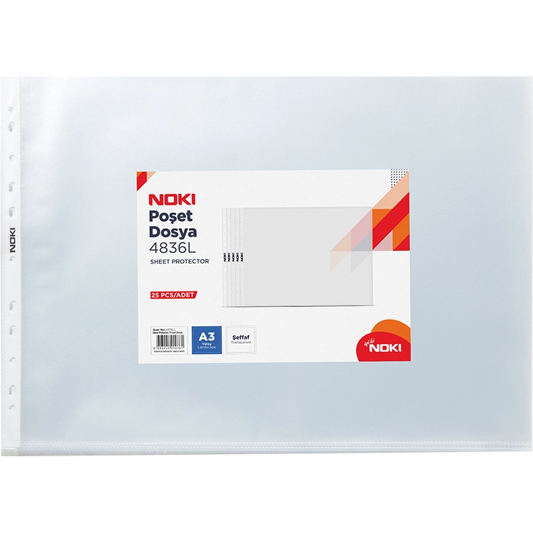 Noki Poşet Dosya A3 Yatay 25’Li (90 Mıc) 4836-L