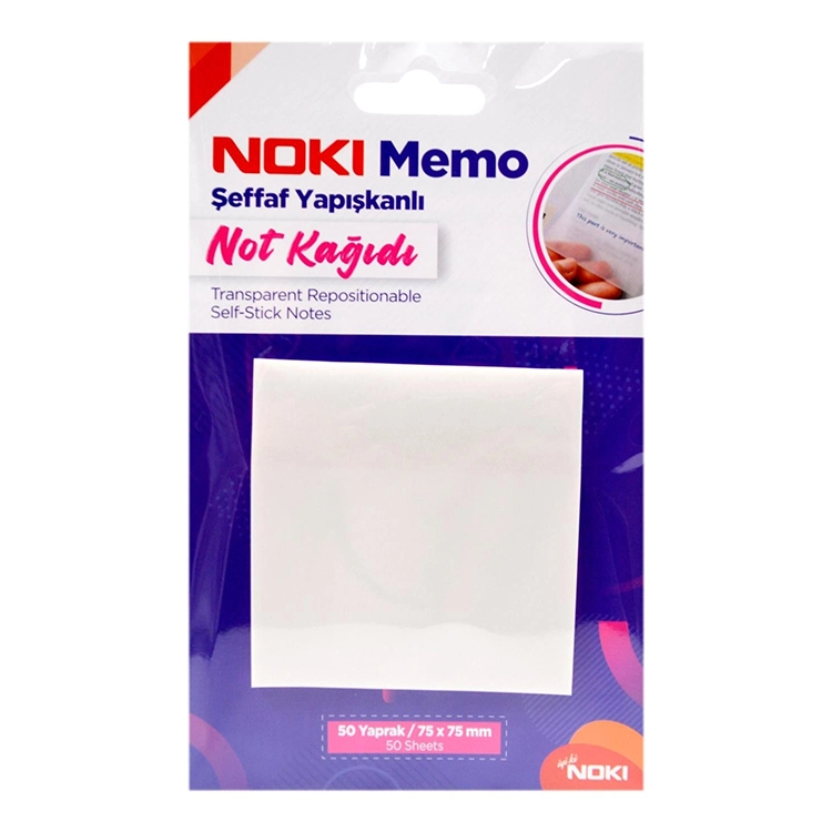 Noki Memo 75*75 Şeffaf Yapışkanlı Not Kağıdı 50 Yaprak 