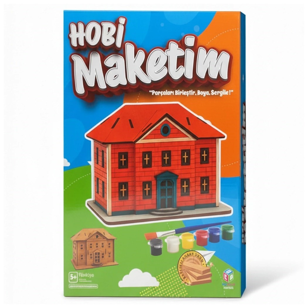 Hobi Hedmak02 Ahşap Okul Binası Boyama Seti