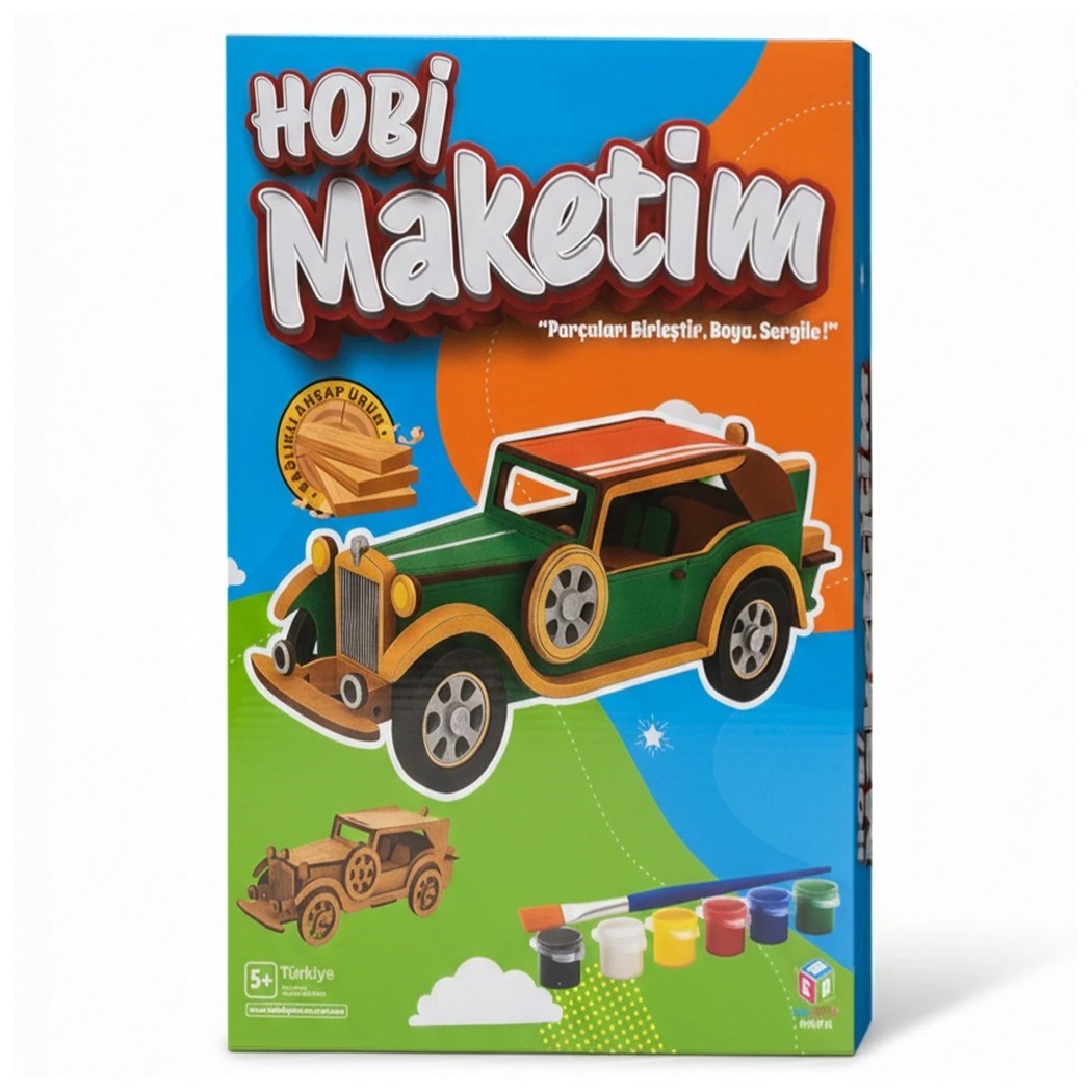 Hobi Hedmak04 Ahşap Klasik  Araba Boyama Seti