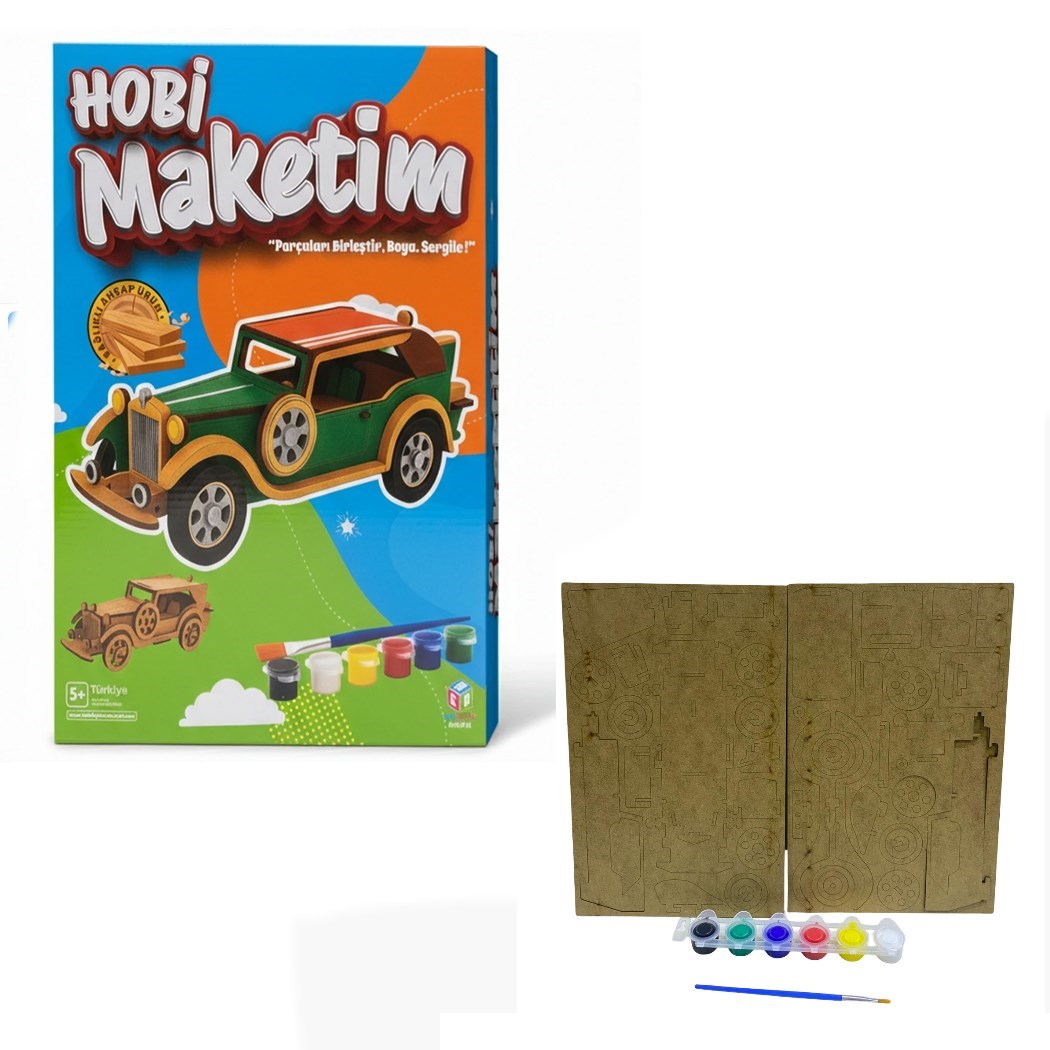 Hobi Hedmak04 Ahşap Klasik  Araba Boyama Seti