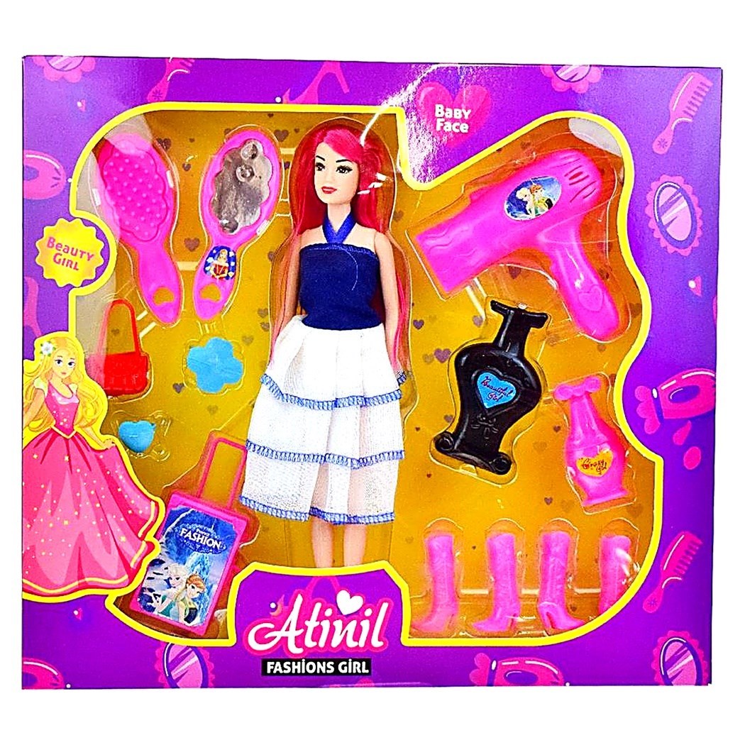 Kutulu 916 Atinil Aksesuarlı Çantalı Bebek