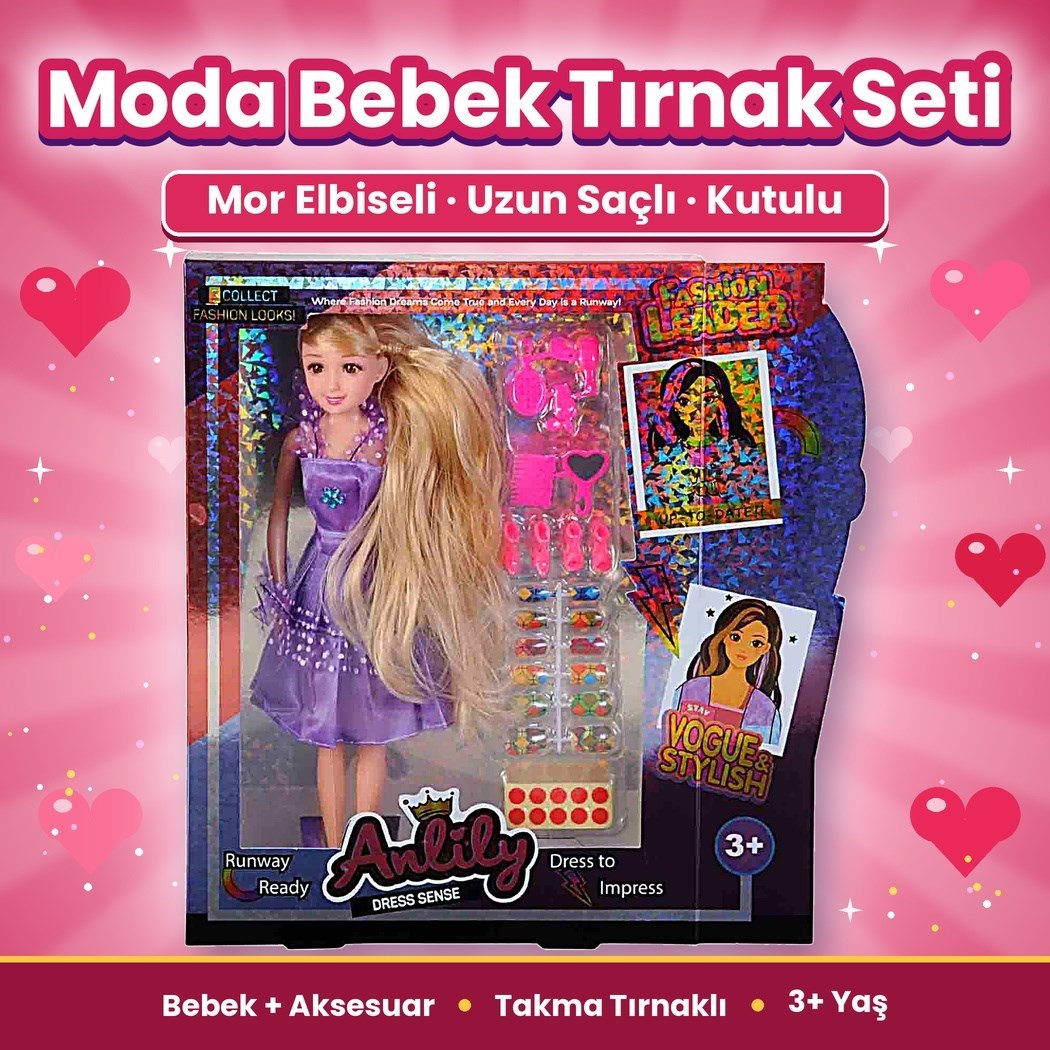 Kutulu 941 Anlily Aksesuarlı Tırnak Setli Bebek