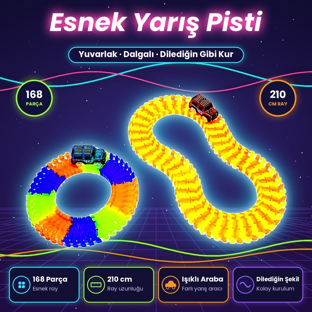 Kutulu 8020 Magic Tracks 168pcs Araba Ve Parkur