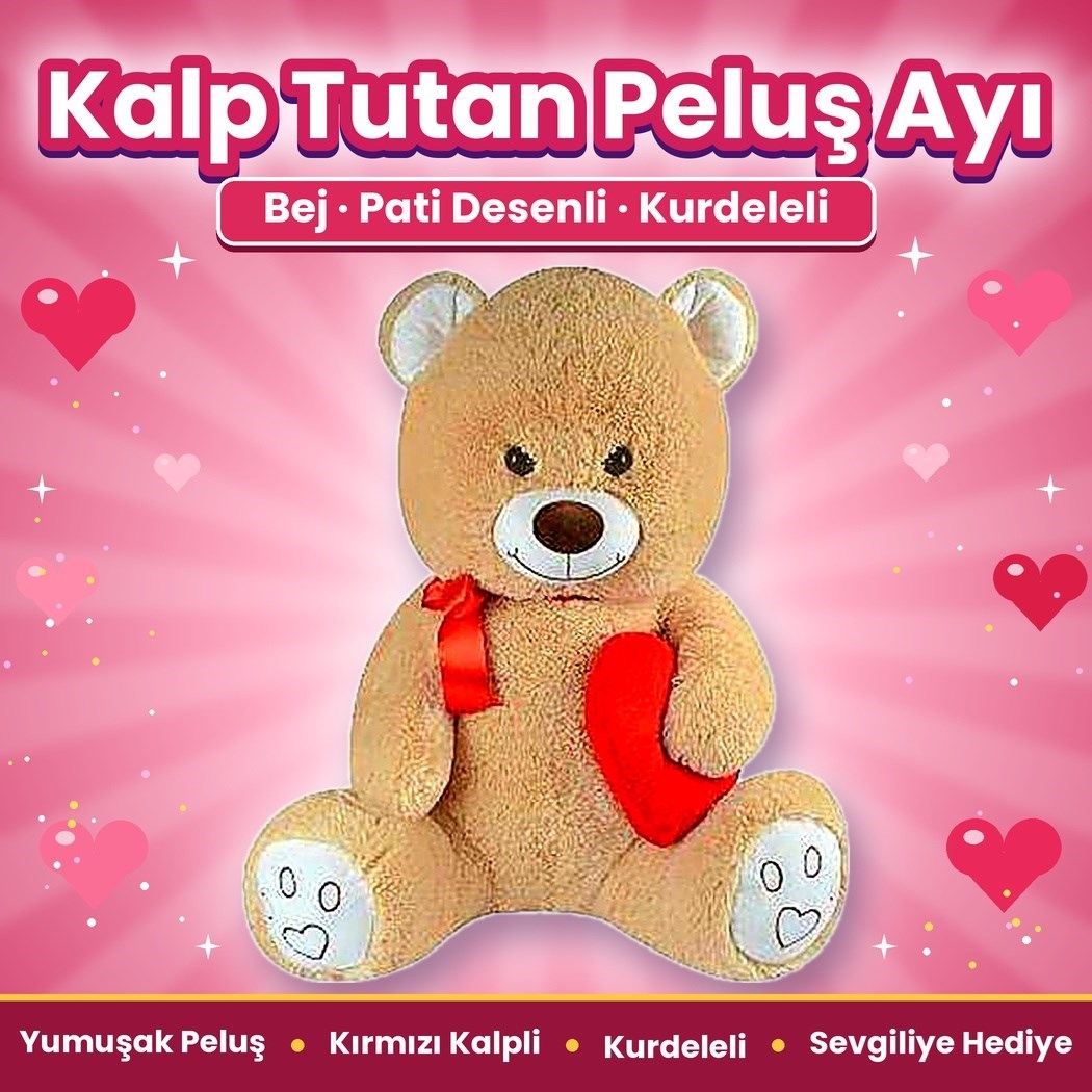 Halley 62531 Peluş 80cm Dolgulu Kalpli Ayı