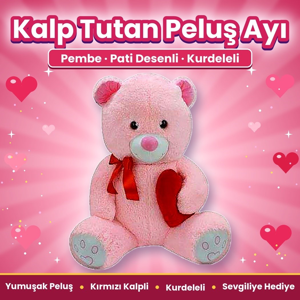 Halley 62531 Peluş 80cm Dolgulu Kalpli Ayı