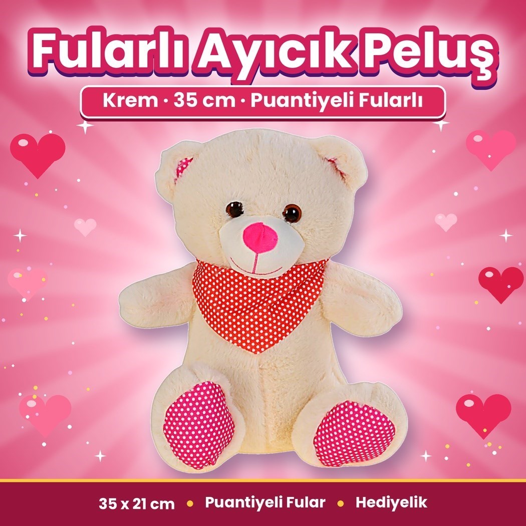 Pufu 04058 Peluş 35cm Fularlı Ayıcık