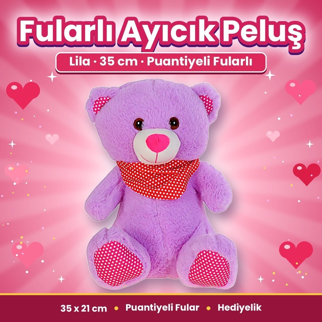 Pufu 04058 Peluş 35cm Fularlı Ayıcık