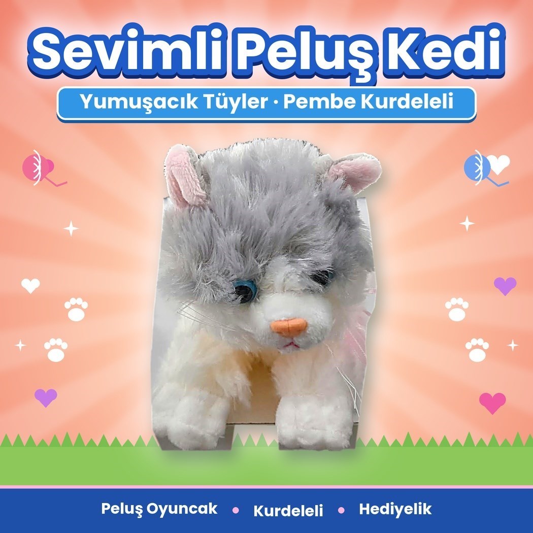 Peluş ETM-04 Kedi Sesli 30cm