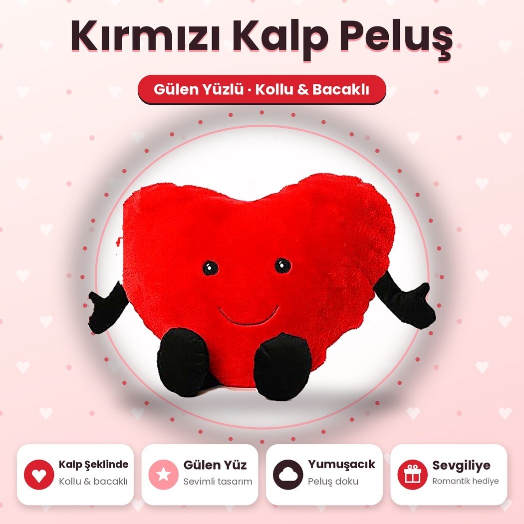 Pufu 04018 Peluş 40cm Kalp Yastık