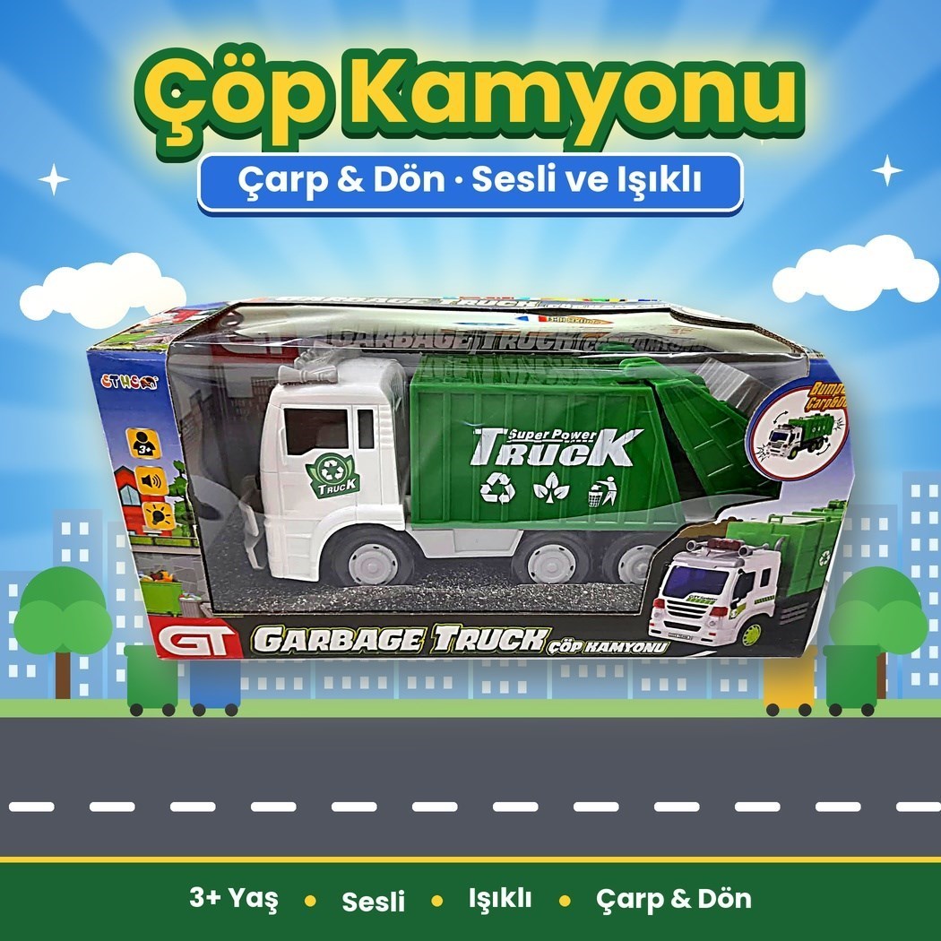 Pilli Çarp Dön 175A Çöp Arabası Sesli
