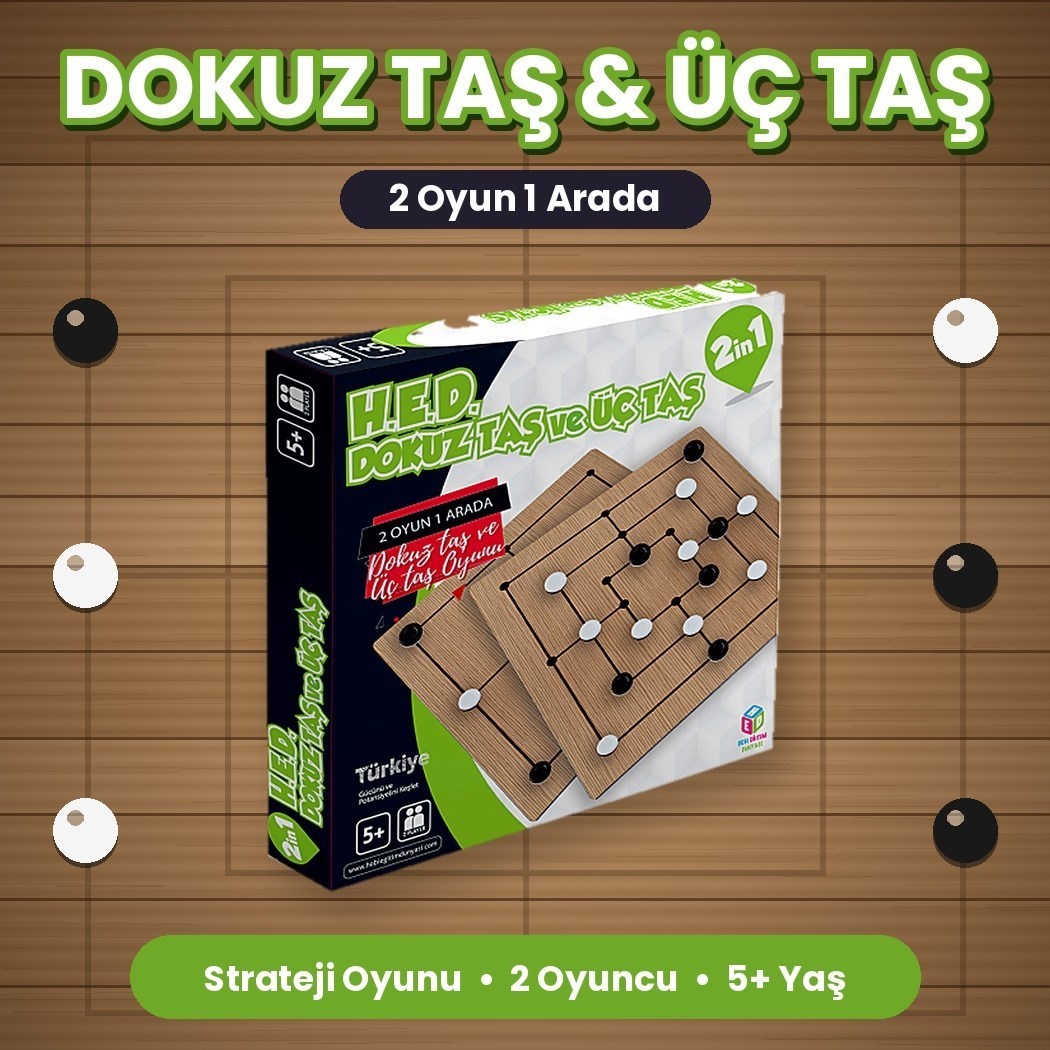 3Taş Ve 9Taş 218 Ahşap Zeka Ve Strateji Oyunu