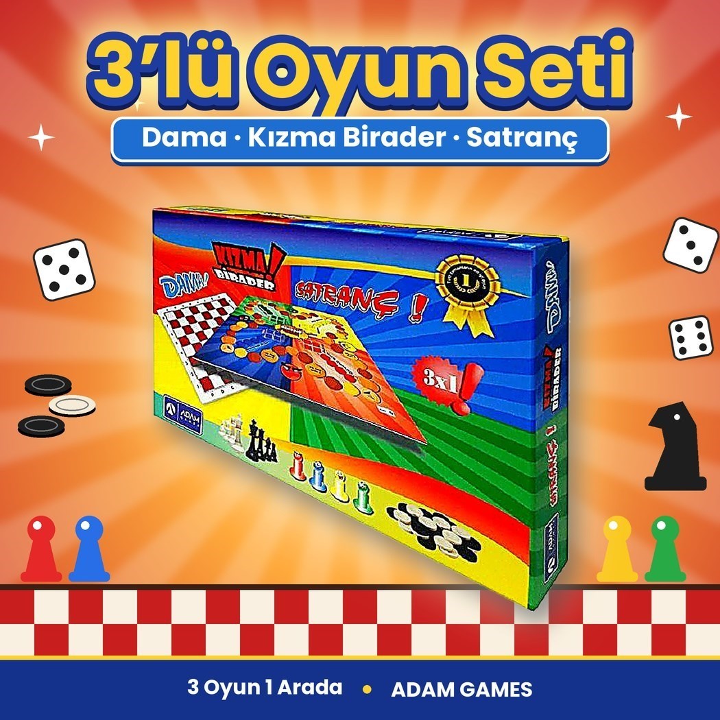 Kutulu Dama Kızma Birader Satranç 3lü Oyun