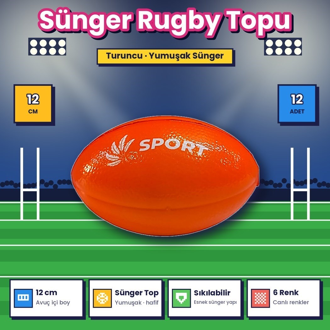 Kutuda 3421 Rugby Topu 12cm 12li