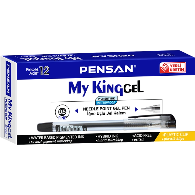 Pensan 6405 My-King Jel Kalem Metal Kilips Siyah 0.5 Mm 