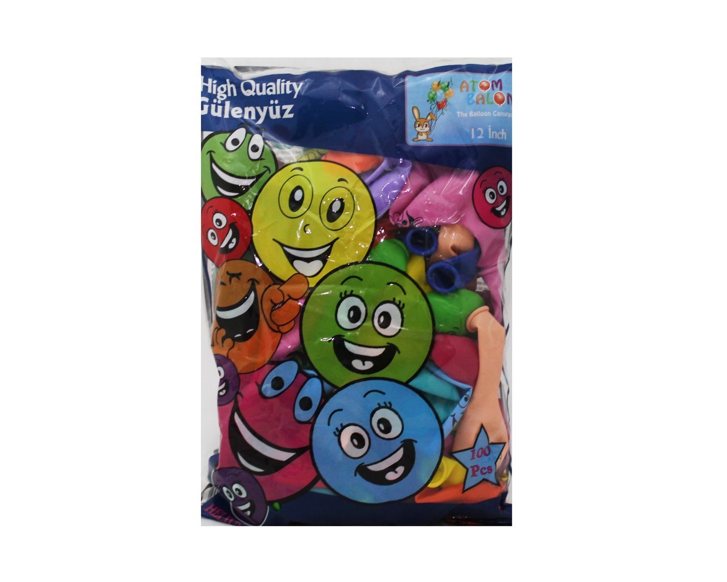 Atom Balon GülenYüz Baskılı 100lü