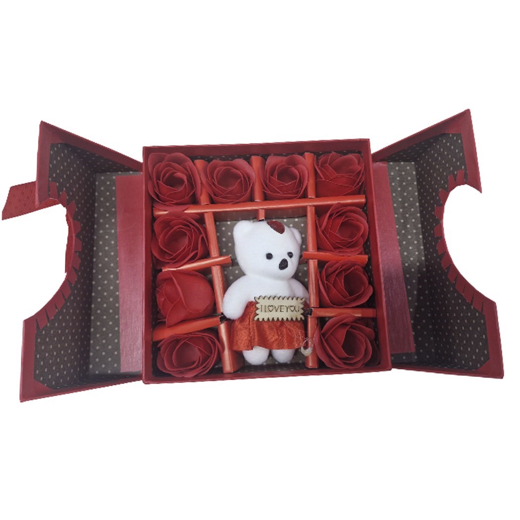Kutulu 9L Ayıcıklı Güllü Hediyelik 16cm