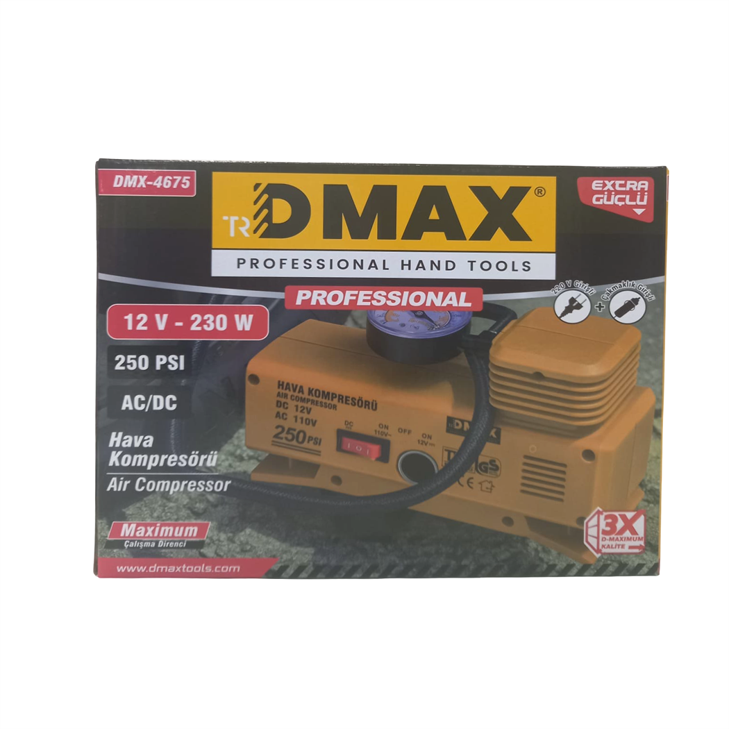 Dmax DMX4675 Çift Girişli Hava Kompresörü 12v-230w