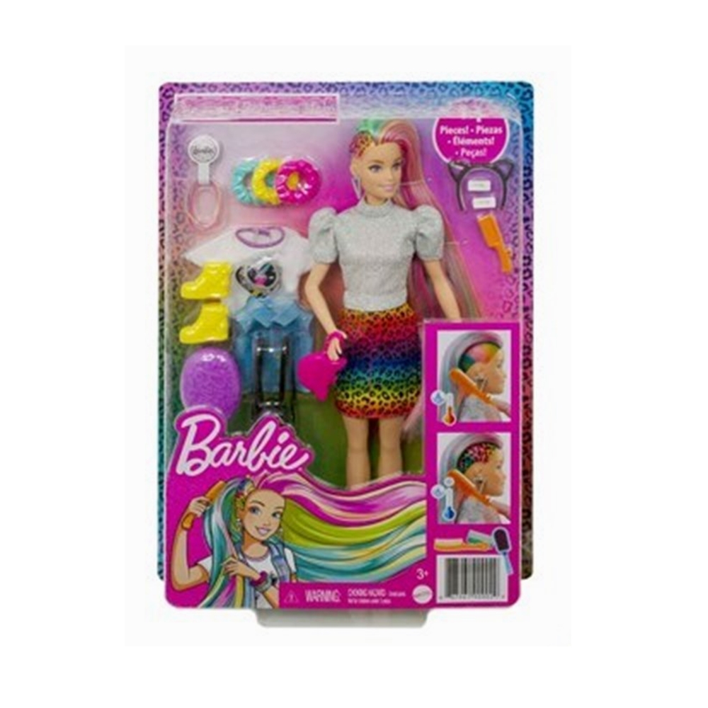 Barbie%20GRN81%20Leopar%20Desenli%20Saçlar%20Bebeği