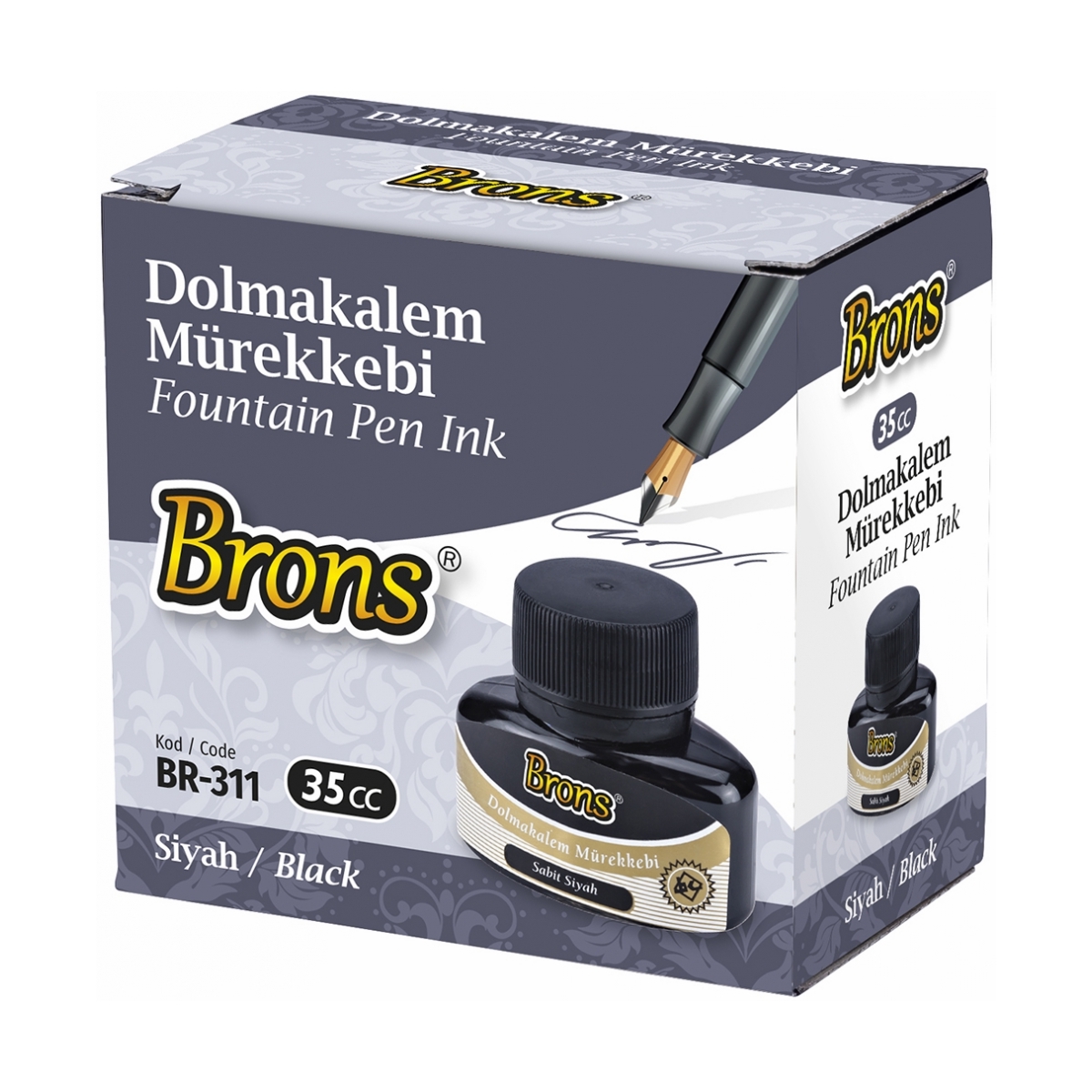 BRONS YAZI MÜREKKEBİ SİYAH 35 CC