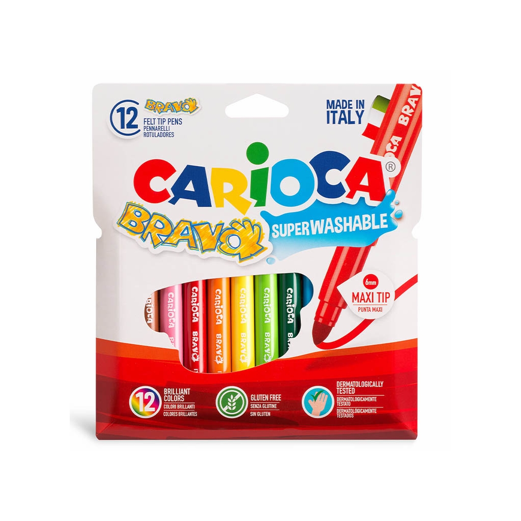 Carioca Bravo Süper Yıkanabilir Keçeli Kalem 12 Renk