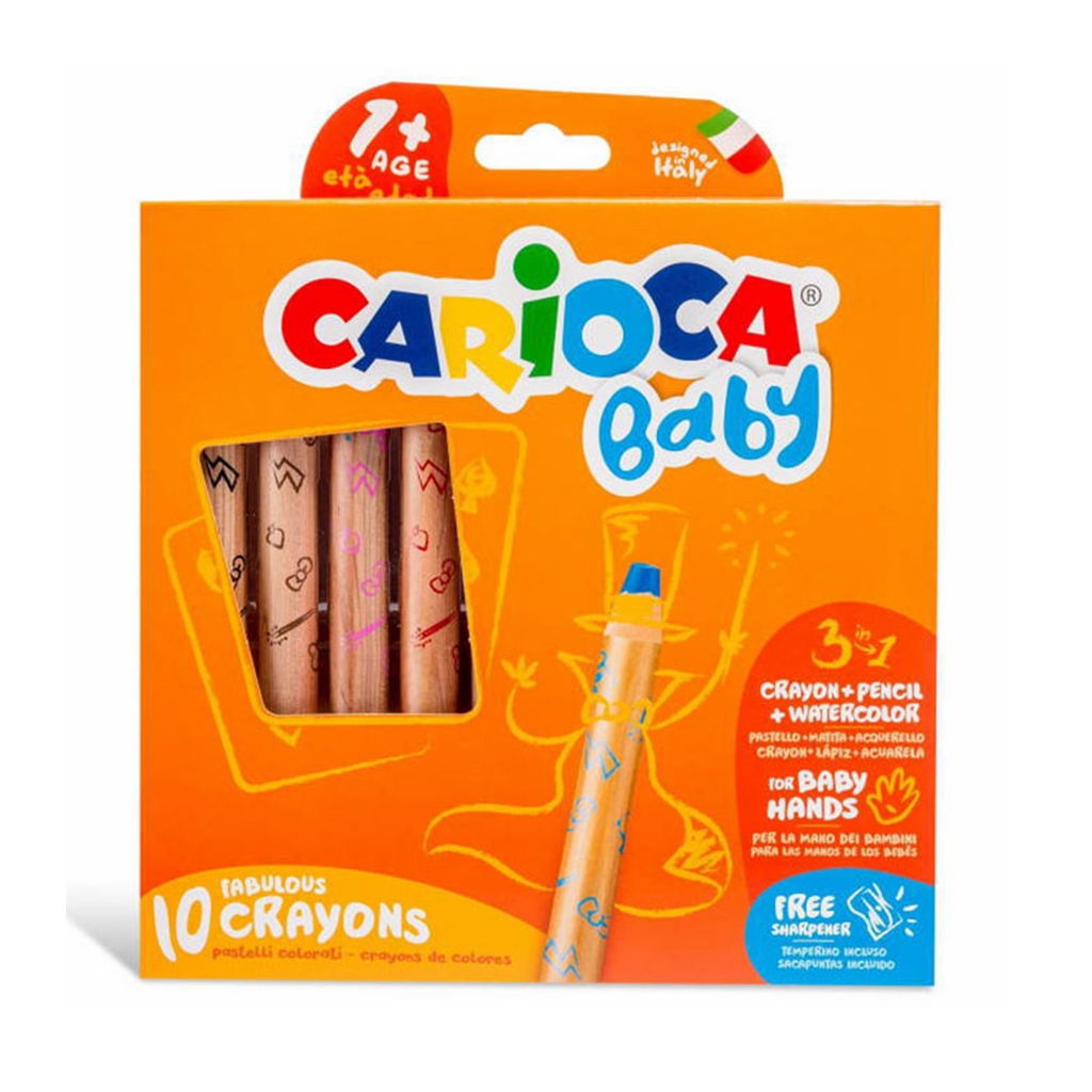Carioca Jumbo Bebek Ahşap Gövde Kuru Boya 3 İn 1 10Lu 