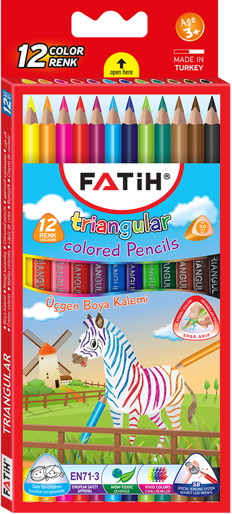 Fatih Jumbo Triangular Üçgen  Kuruboya 12 Renk