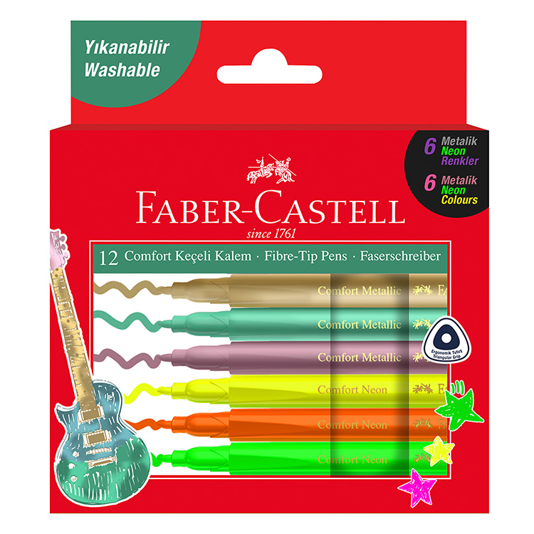 Faber Castell Keçeli Kalem Comfort Metalik+Neon 12Li