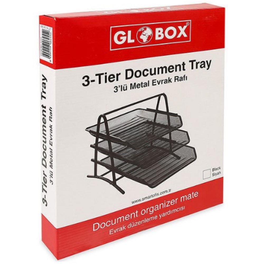 GLOBOX METAL EVRAK RAFI 3LÜ SİYAH NO: 6255