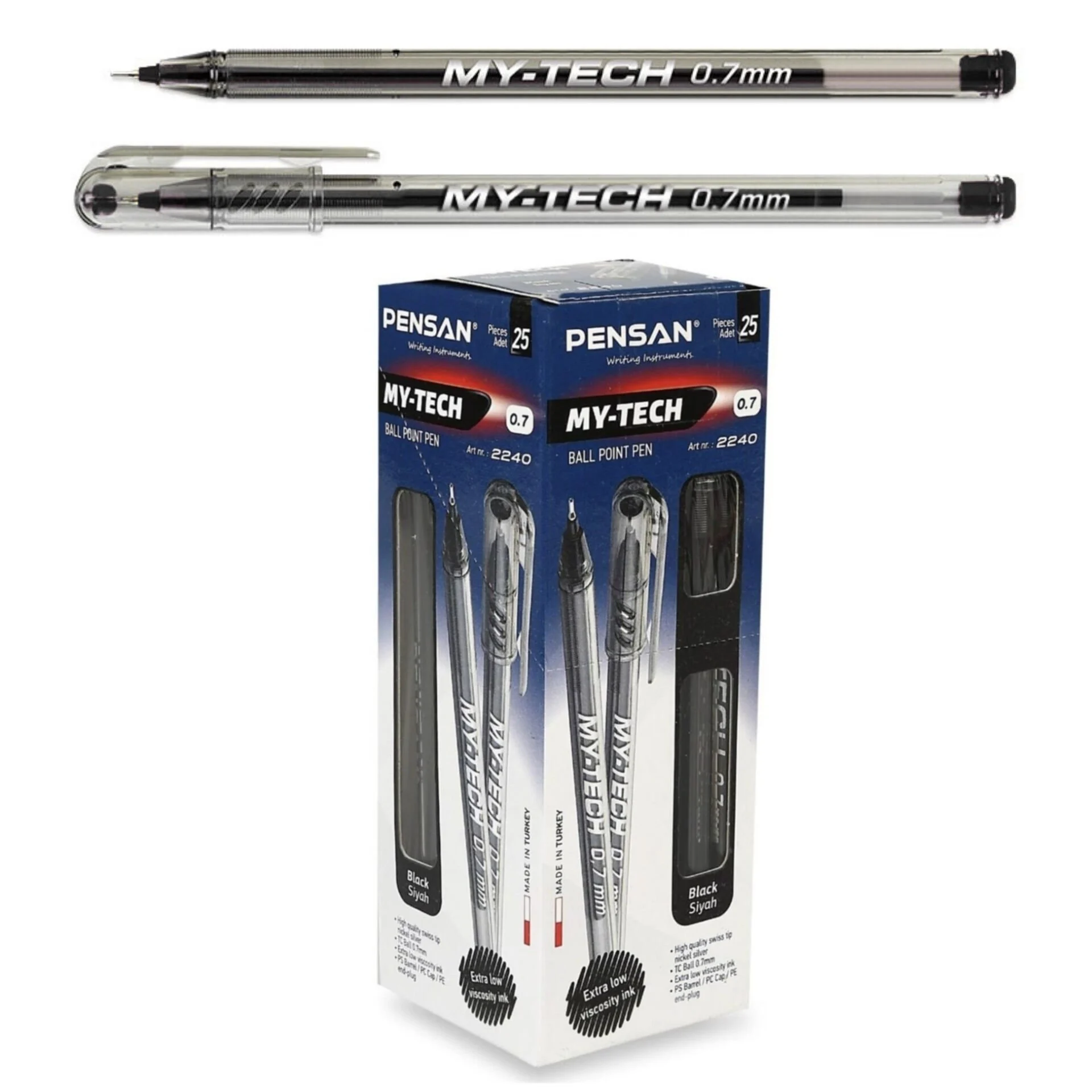 Pensan My-Tech Tükenmez Kalem 0.7 Mm Siyah  25’li Pk