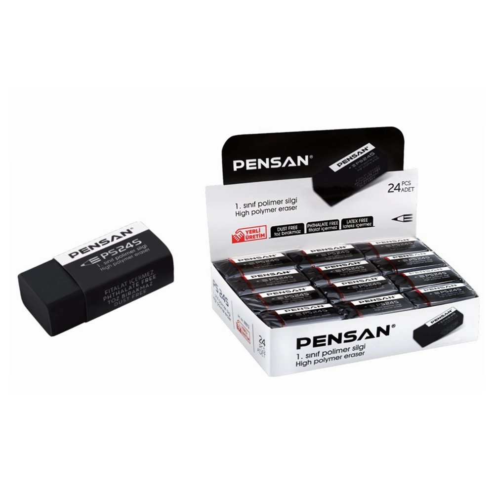 Pensan Pss-24S Siyah Silgi Siyah Yeni Ürün 24’lü Paket