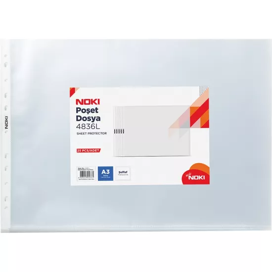 Noki Poşet Dosya A3 Yatay 25’Li (90 Mıc) 4836-L