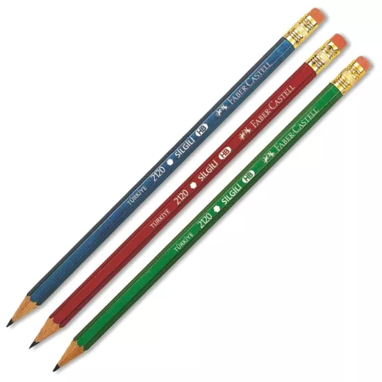 Faber Castell Kurşun Kalem Köşeli Silgili 12 Adet