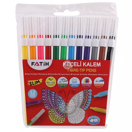 Fatih Keçeli Boya Kalemi Slim 12 Renk 