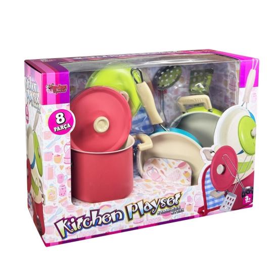 Vardem 1818-7A 8pcs Pembe Emaye Tencere Seti