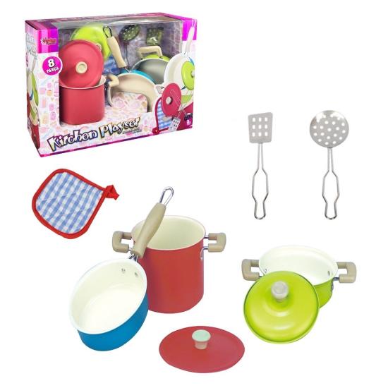 Vardem 1818-7A 8pcs Pembe Emaye Tencere Seti