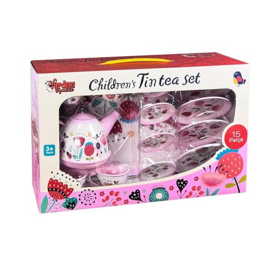 Vardem 998A-998B Çiçek Desenli Metal Çay Seti