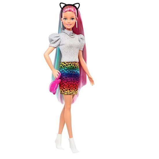 Leopar Desenli Saçlar Bebeği Barbie GRN81 