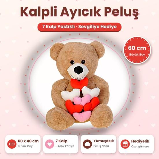Pufu 04051 Peluş 60cm Çok Kalpli Ayıcık