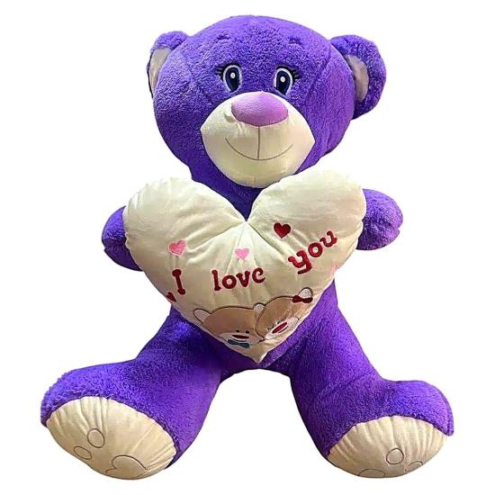 Pufu 04048 Peluş 60cm Kalpli Kirpikli Ayıcık
