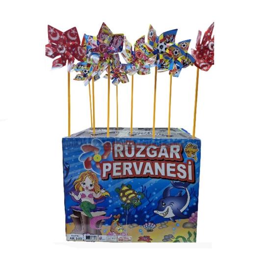 Rüzgar Gülü 6 Kanat Standlı 100lü