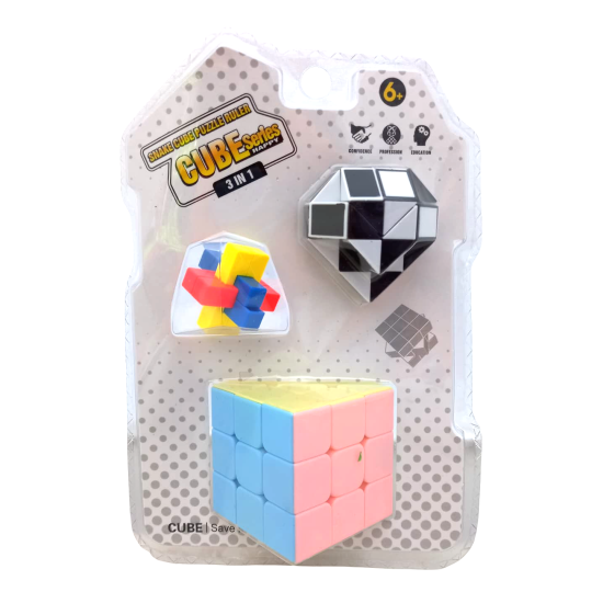Zeka Rubik Küp 628-3A Kalite 3lü Set Vakumlu