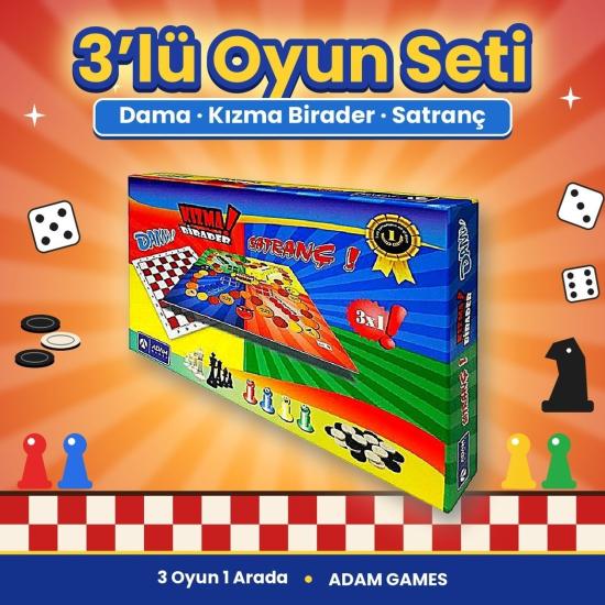 Kutulu Dama Kızma Birader Satranç 3lü Oyun