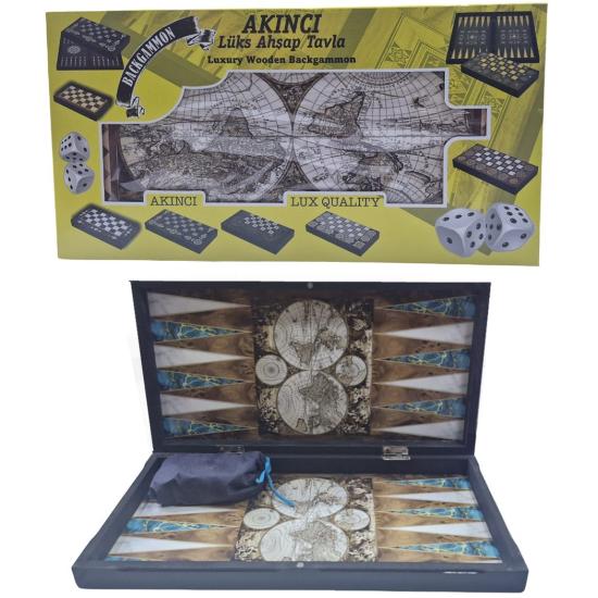 Akıncı Tavla Büyük Boy Ahşap Kaplama Lüks