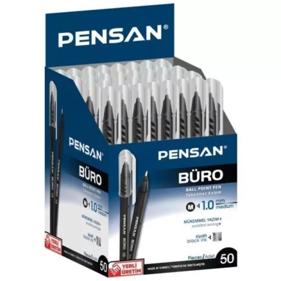 Pensan  Büro Tükenmez Kalem 1 Mm Siyah 50’li Paket