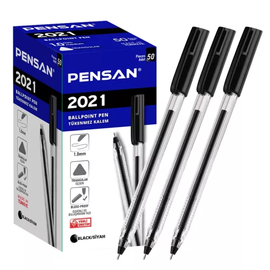Pensan 2021 Tükenmez Kalem 1 Mm Siyah  50 Li 