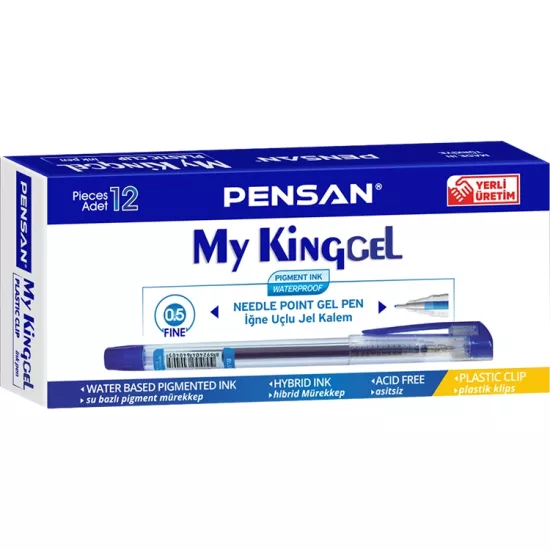Pensan My-King Jel Kalem Metal Klips Mavi 0.5 Mm 