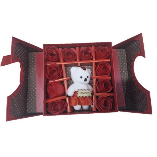 Kutulu 9L Ayıcıklı Güllü Hediyelik 16cm
