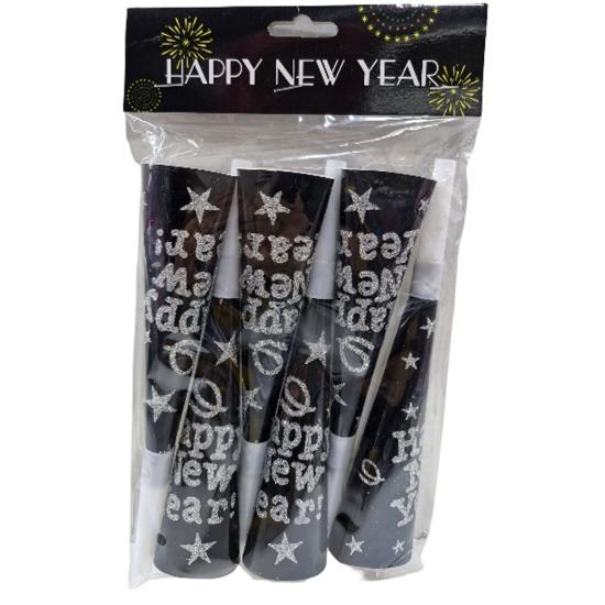 Poşette 2006414 Happy New Year Simli Vuvuzela 6lı